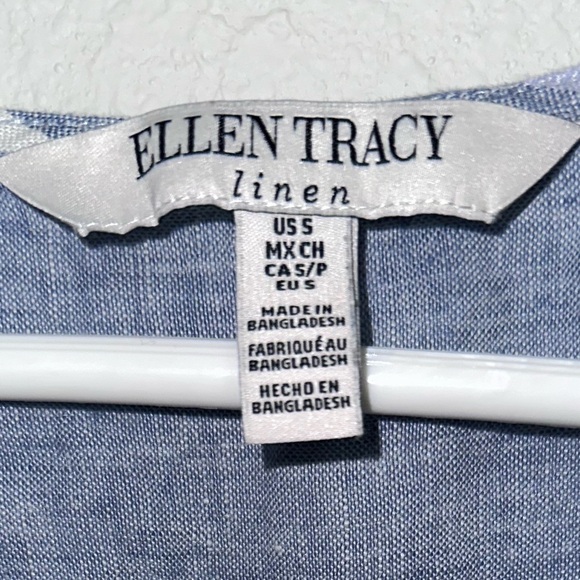 Ellen Tracy Linen Striped 3/4 Sleeve Tunic - Picture 3 of 4